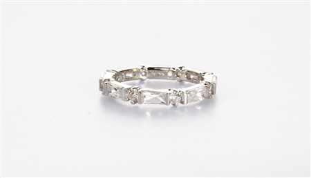 Dazzling Emerald Cut and Round Eternity Band