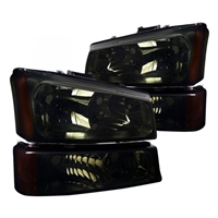 2003 - 2007 Chevy Silverado Crystal Headlights + Bumper Lights - Smoke