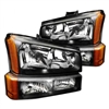 2003 - 2007 Chevy Silverado Crystal Headlights + Bumper Lights - Black