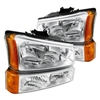 2003 - 2007 Chevy Silverado Crystal Headlights + Bumper Lights - Chrome