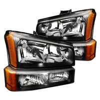 2003 - 2007 Chevy Silverado HD Crystal Headlights + Bumper Lights - Black