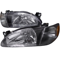 1998 - 2000 Toyota Corolla Crystal Headlights + Corner Lights - Black