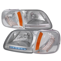 1997 - 2003 Ford F-150 Euro Style Headlights + Corner Lights - Chrome