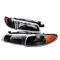 1997 - 2003 Pontiac Grand Prix Crystal Headlights + Corner Lights - Black