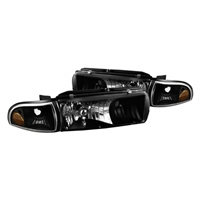1991 - 1996 Chevy Impala Euro Style Headlights + Corner Lights - Black