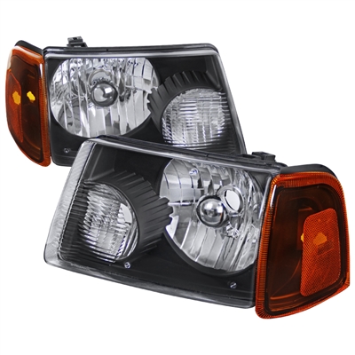2001 - 2003 Ford Ranger Euro Style Headlights + Corner Lights - Black