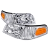 1998 - 2011 Ford Crown Victoria Euro Style Headlights + Corner Lights - Chrome
