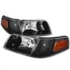 1998 - 2011 Ford Crown Victoria Euro Style Headlights + Corner Lights - Black