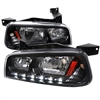 2006 - 2010 Dodge Charger 1PC Euro Style DRL Headlights - Black