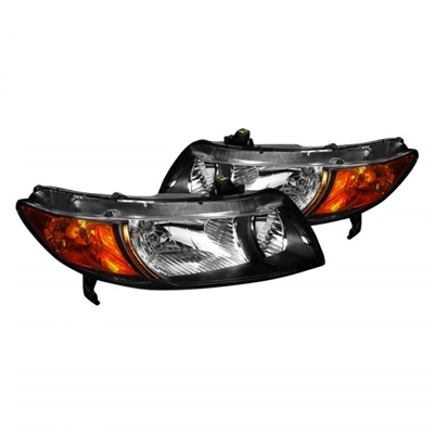 2006 - 2011 Honda Civic 2Dr Euro Style Headlights - Black