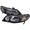 2006 - 2011 Honda Civic 4Dr Euro Style Headlights - Black