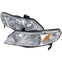 2006 - 2011 Honda Civic 4Dr Euro Style Headlights - Chrome