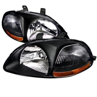 1996 - 1998 Honda Civic Crystal Headlights - Black