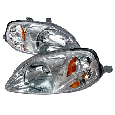 1999 - 2000 Honda Civic Crystal Headlights - Chrome