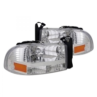 1997 - 2004 Dodge Dakota Crystal Headlights - Chrome