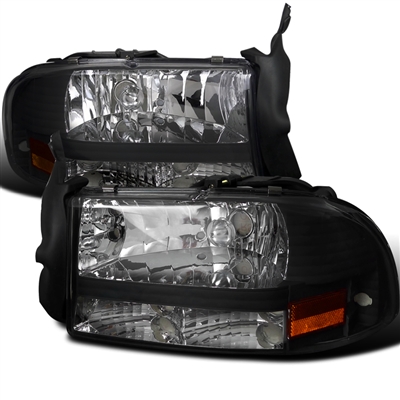 1998 - 2003 Dodge Durango Crystal Headlights - Black