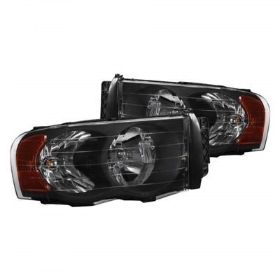 2002 - 2005 Dodge Ram 1500 Crystal Headlights - Black