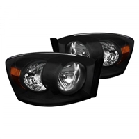 2006 - 2008 Dodge Ram 1500 Euro Style Headlights - Black