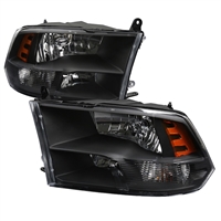 2009 - 2018 Dodge Ram 1500 Euro Style Headlights - Black