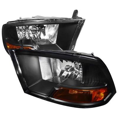 2009 - 2012 Dodge Ram 1500 Euro Style Headlights - Black