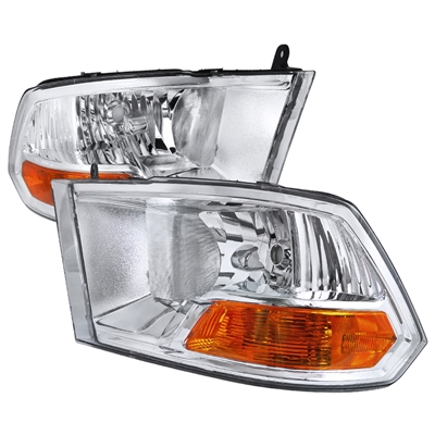 2009 - 2012 Dodge Ram 1500 Euro Style Headlights - Chrome