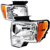 2009 - 2014  Ford F-150 Euro Style Headlights - Chrome
