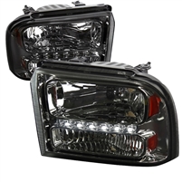 2005 - 2007 Ford Super Duty Euro Style DRL Headlights - Smoke