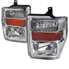 2008 - 2010 Ford Super Duty Euro Style Headlights - Chrome