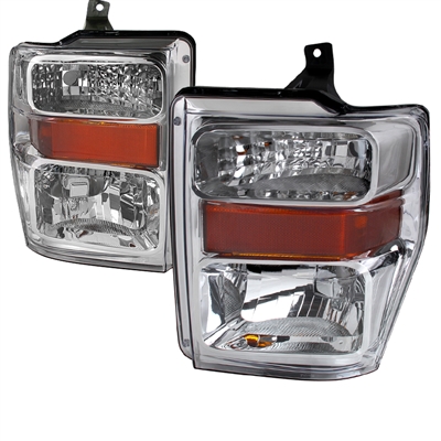 2008 - 2010 Ford Super Duty Euro Style Headlights - Chrome