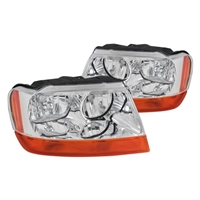 1999 - 2004 Jeep Grand Cherokee Euro Style Headlights - Chrome