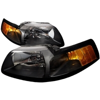 1999 - 2004 Ford Mustang Crystal Headlights - Black