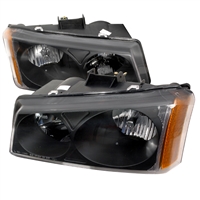 2003 - 2007 Chevy Silverado Crystal Headlights - Black