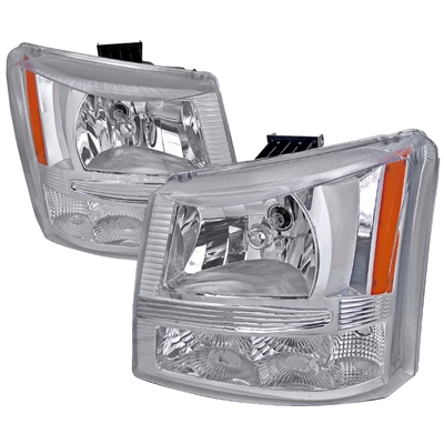 2003 - 2007 Chevy Silverado HD 1PC Crystal Headlights - Chrome
