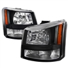 2003 - 2007 Chevy Silverado HD 1PC Crystal Headlights - Black