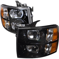 2007 - 2013 Chevy Silverado Crystal Headlights - Black