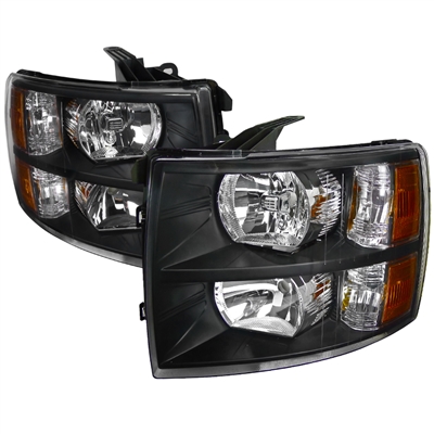 2007 - 2014 Chevy Silverado HD Crystal Headlights - Black
