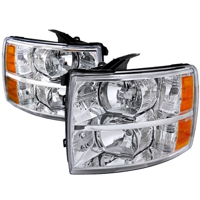 2007 - 2014 Chevy Silverado HD Crystal Headlights - Chrome