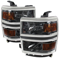 2014 - 2015 Chevy Silverado 1500 Euro Style Headlights - Smoke