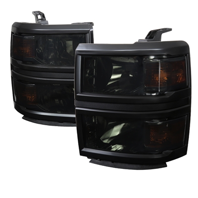 2014 - 2015 Chevy Silverado 1500 Euro V2 Style Headlights - Smoke