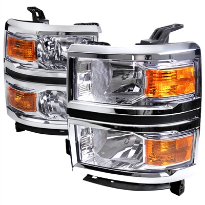 2014 - 2015 Chevy Silverado 1500 Euro Style Headlights - Chrome