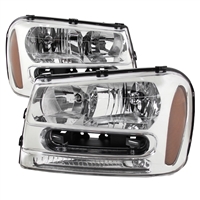 2002 - 2009 Chevy TrailBlazer Euro Style Headlights - Chrome