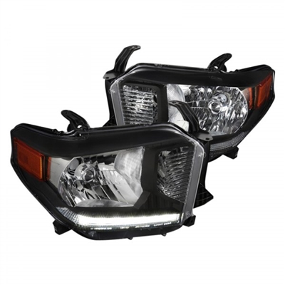 2014 - 2021 Toyota Tundra Euro Style DRL Headlights - Black