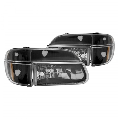 1995 - 2001 Ford Explorer Crystal Headlights + Corner Lights - Black
