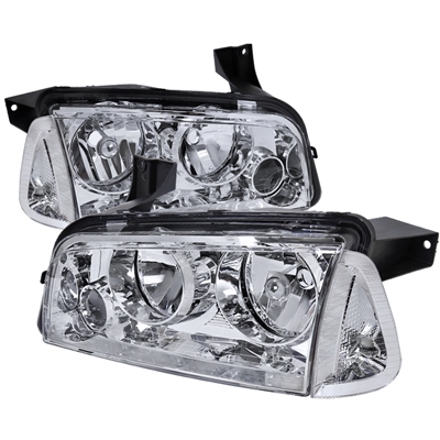 2006 - 2010 Dodge Charger Euro Style Headlights + Corner Lights - Chrome