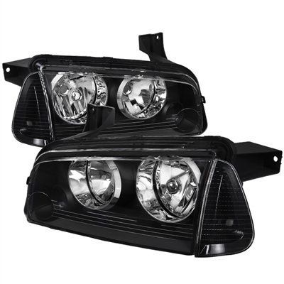 2006 - 2010 Dodge Charger Euro Style Headlights + Corner Lights - Black