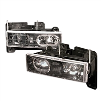 1988 - 1998 Chevy C/K Series Crystal LED Halo Headlights - Carbon Fiber