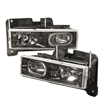 1988 - 1998 Chevy C/K Series Crystal LED Halo Headlights - Black