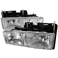 1988 - 1998 GMC C/K Series Crystal Headlights - Chrome