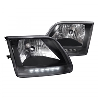 1997 - 2003 Ford F-150 Euro Style DRL Headlights - Black