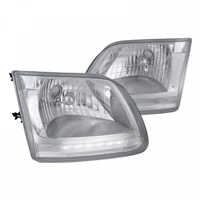 1997 - 2003 Ford F-150 Euro Style DRL Headlights - Chrome